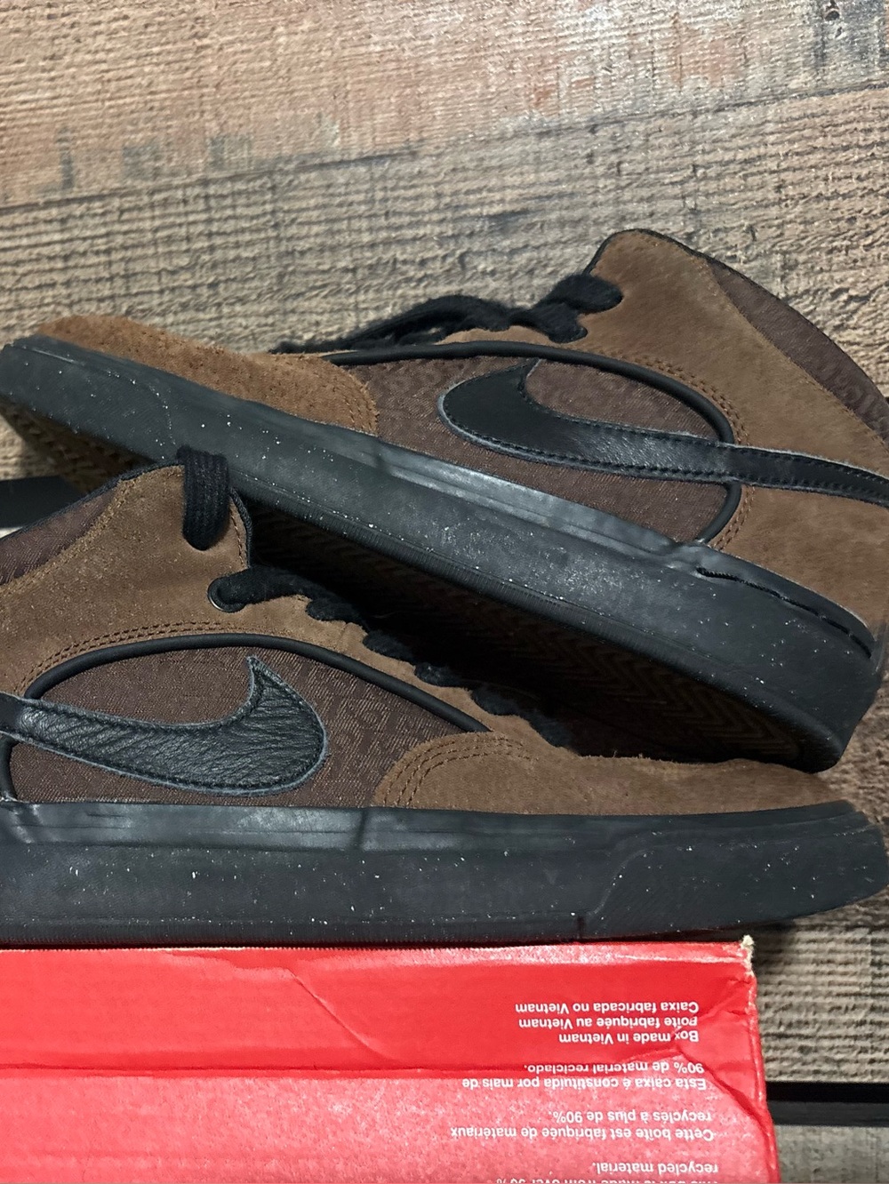 Nike Men’s Brown Suede Sneakers with Black Swoosh